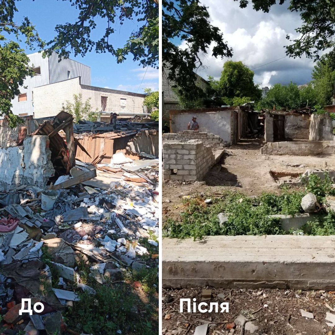 Обстрел Харькова: Предотвратили обвал стены волонтеры на разрушенном объекте в Харькове